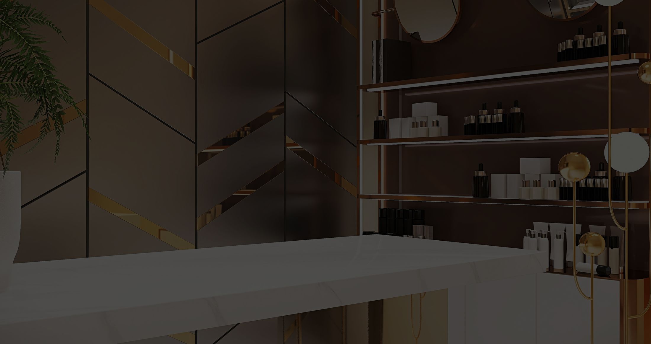 Modern beauty store interior with elegant displays.